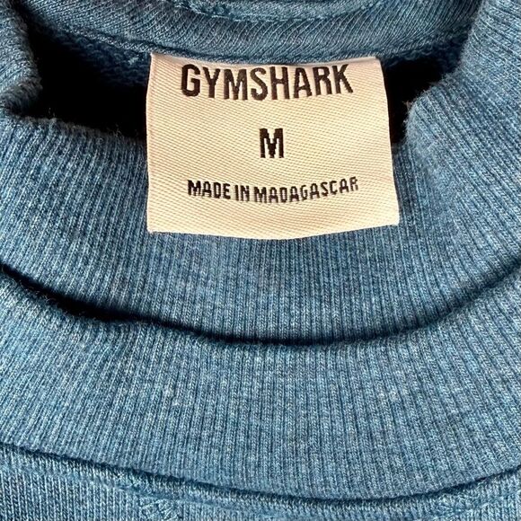 Gymshark Rest Day Crewneck Sweatshirt Cropped Pullover Steel Blue Marl | M - Picture 2 of 9